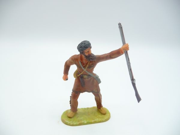 Elastolin 7 cm (beschädigt) Trapper stehend mit Gewehr - frühe Figur, schöne Bemalung