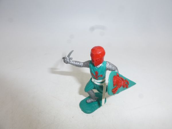 Timpo Toys Medieval knight running, green/red - shield loops ok