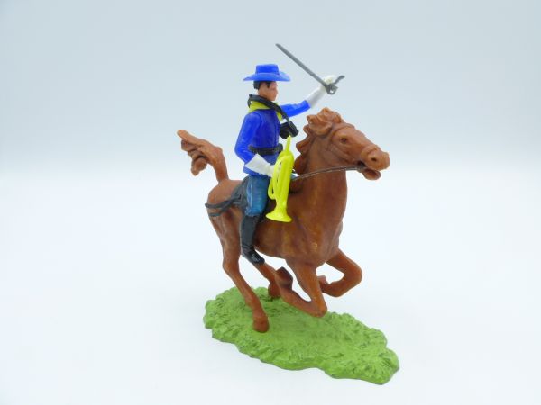 Elastolin 7 cm Union Army soldier riding with trumpet + sabre