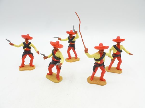 Timpo Toys Group of Mexicans on foot (5 figures), red/yellow