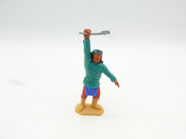 Timpo Toys Apache standing with tomahawk on top, dark green