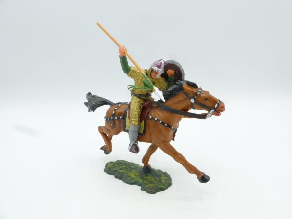Elastolin 7 cm Norman on horseback, jabbing with spear, No. 8872