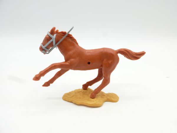 Timpo Toys Pferd galoppierend, mittelbraun, graue Zügel