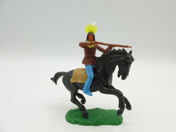 Elastolin 5,4 cm Iroquois riding, firing rifle + knife