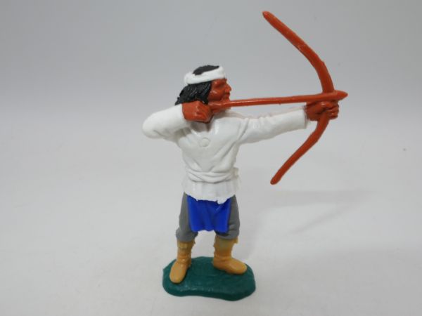 Timpo Toys Apache / Bogenschütze (weiß, graue Hose, blauer Schurz)