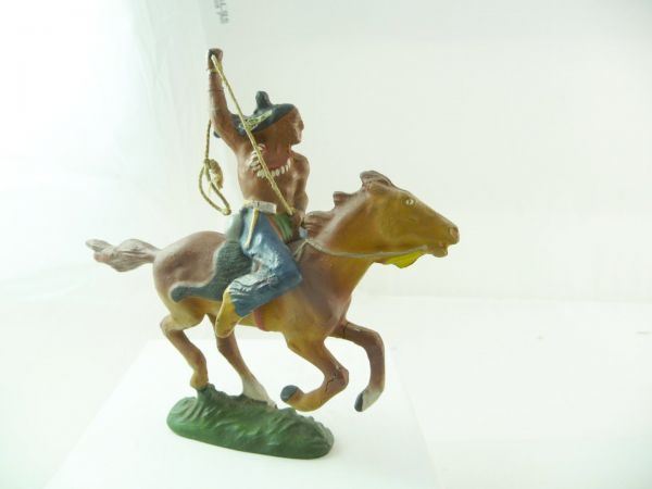 Lineol Indian riding with lasso - great figure, very good condition