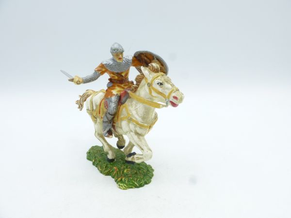 Elastolin 7 cm Norman with sword on horseback, No. 8856, painting 2, orange
