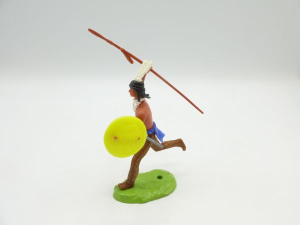 Elastolin 7 cm Indianer laufend mit Schild + Speer - weitere Waffen im Gurt