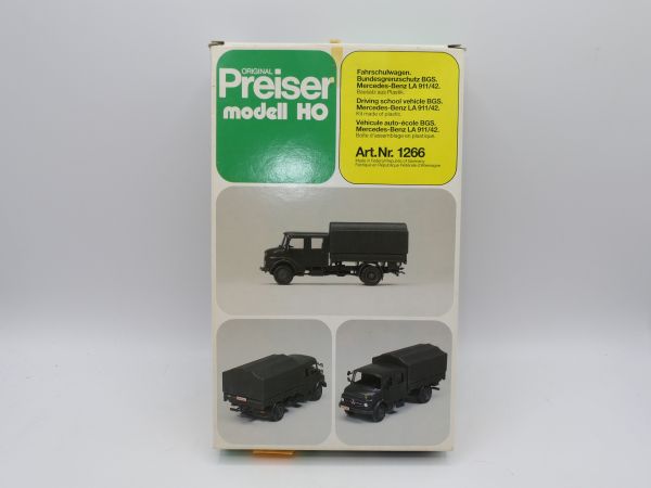 Preiser H0 Driving school lorry BGS Mercedes Benz, No. 1266 - orig. packaging