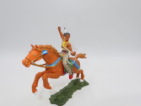 Elastolin 7 cm Indianer zu Pferd mit Lasso, Nr. 6846 - schöne Sammlerbemalung