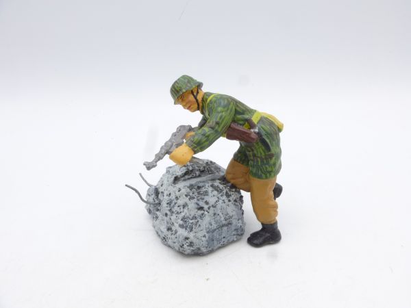 Soldier kneeling on rock, shooting - modification