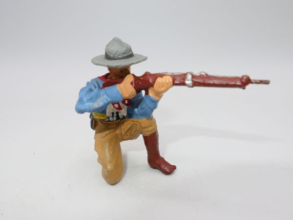 Elastolin (compound) Cowboy kneeling shooting, light blue jacket