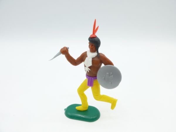 Crescent Toys Indian running with knife + shield, yellow trousers