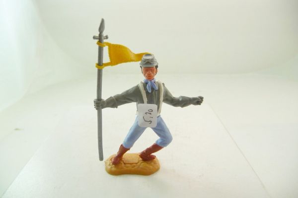 Timpo Toys Confederate Army soldier 3. version standing with flag