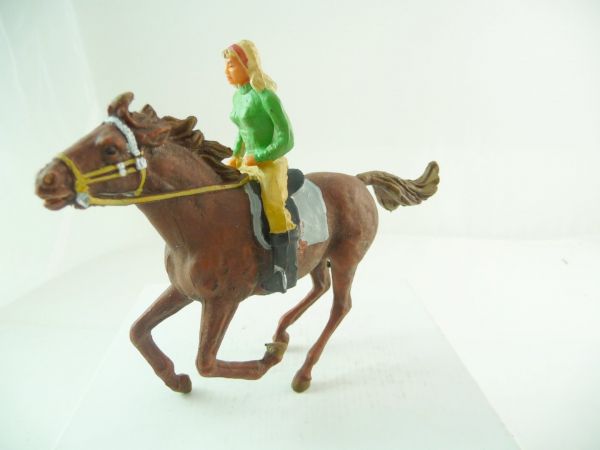 Elastolin 7 cm Mädchen zu Pferd im Galopp, Nr. 3773 - sehr guter Zustand, s. Fotos