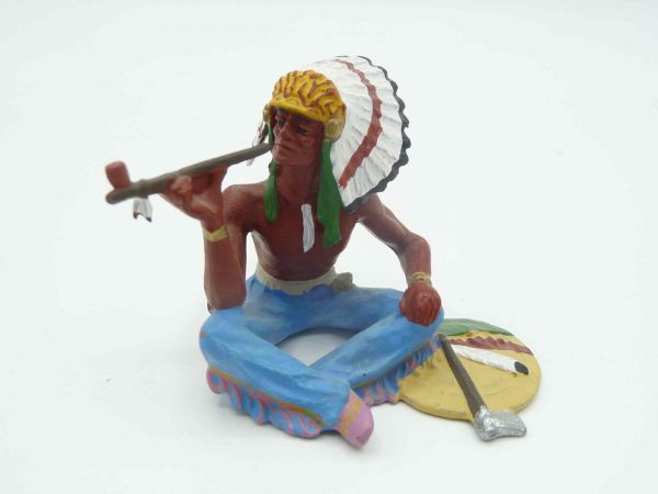 Preiser 7 cm Chief sitting with pipe, No. 6837 - brand new