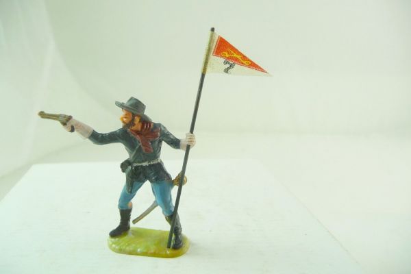Elastolin 4 cm US-Kavallerist mit Wimpel - schöne Bemalung