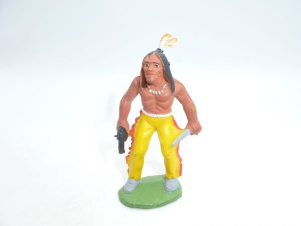 Indianer stehend mit Pistole + Messer - frühe Figur