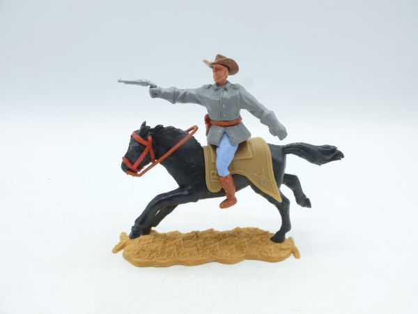 Timpo Toys Südstaatler 2. Version zu Pferd, Offizier Pistole schießend