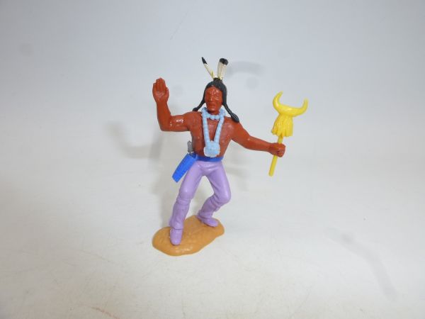 Timpo Toys Indianer stehend mit Stammeszeichen (gelb)