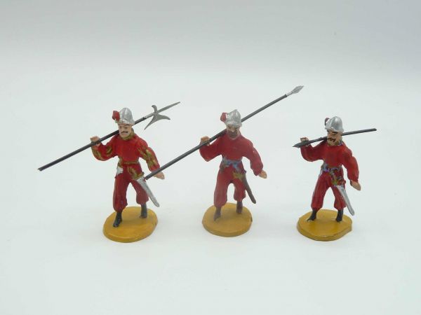 Merten 4 cm 3 verschiedene Landsknechte mit roter Kleidung, Nr. 523 - tolle Figuren