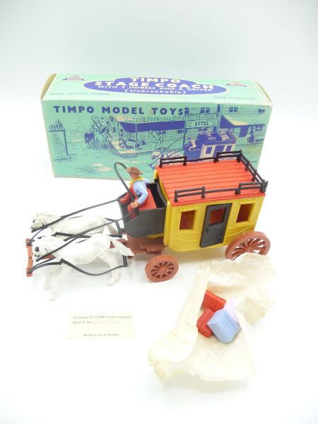 Timpo Toys Postkutsche 1. Version - in seltener früher Box - guter Zustand