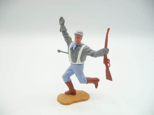 Timpo Toys Confederate Army soldier 2nd version running with rifle, hit by arrow