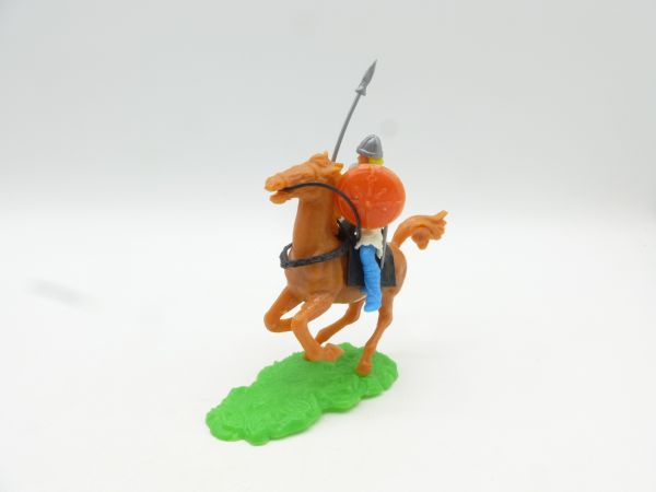Elastolin 5,4 cm Norman on horseback with spear + shield - with original bag