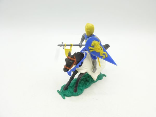 Timpo Toys Medieval knight riding, medium blue/yellow - top condition