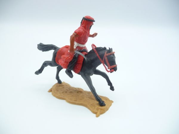 Timpo Toys Arab on horseback with dagger (red, black inner robe, white belt)