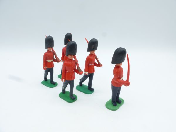 Timpo Toys Guardsmen set, 1 officer with sabre + 4 guardsmen