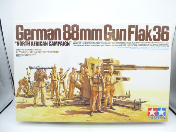 TAMIYA 1:35 German 88 mm Gun Flak 36, No. 283 - orig. packaging, on cast