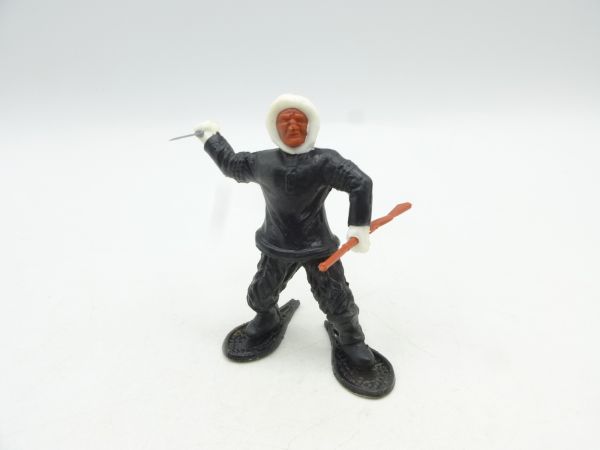 Timpo Toys Eskimo (schwarz) mit Messer + Gewehr, Beine schwarz
