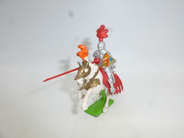 Britains Deetail Knight riding with lance - rare original red plume