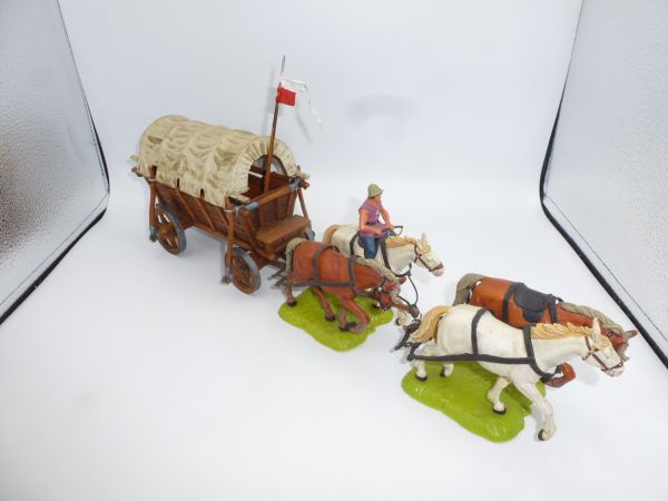 Elastolin 7 cm Great battle wagon, 4-horse - complete + very good condition