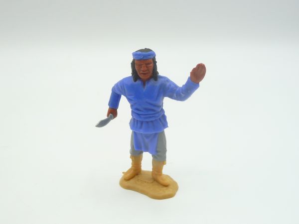 Timpo Toys Apache stehend mittelblau mit Messer - tolle Farbkombi
