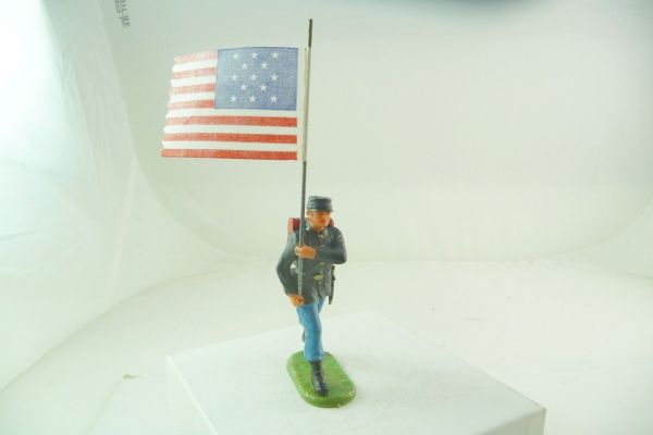 Elastolin 7 cm Union Army; flag bearer marching, No. 9174 - top condition