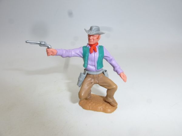Timpo Toys Cowboy 3. Version (großer Kopf) hockend, Pistole schießend