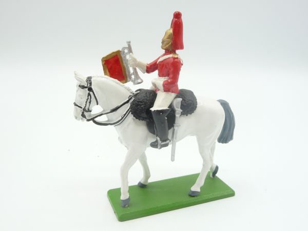 Britains Life Guard on horseback with fanfare / trumpet (metal)