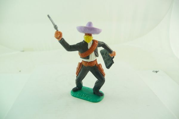 Timpo Toys Cowboy / Bandit stehend schwarz/weiß mit gelber Gesichtsmaske