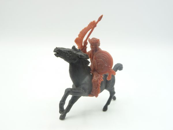 Heinerle Manurba Indian riding with spear + shield, dark-brown