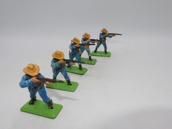 Britains Deetail 5 Cowboys, standing shooting rifle