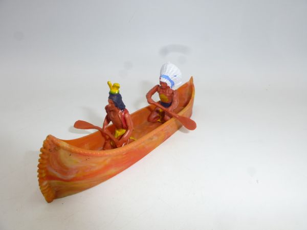 Canoe with 2 Indians (similar to Britains), orange