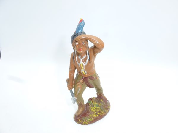 Elastolin Masse Indianer mit Tomahawk vorgehend (11 cm Reihe)