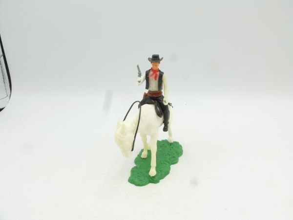 Elastolin 5,4 cm Cowboy riding with pistol - great, rare horse