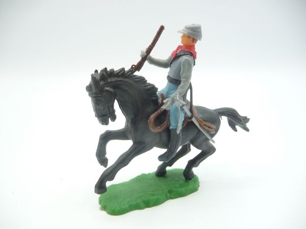 Elastolin 5,4 cm Confederate Army soldier on horseback with sabre + rifle