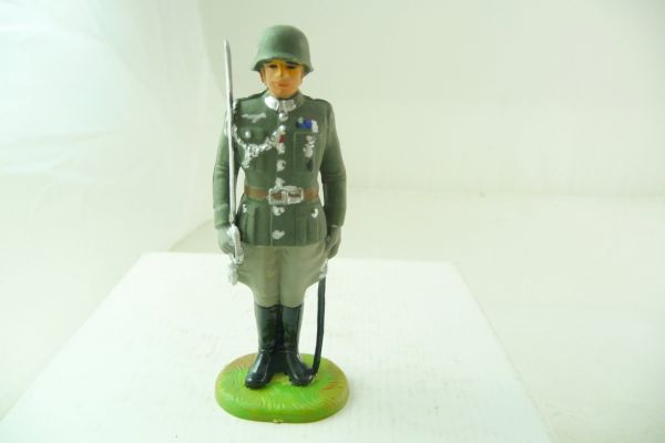 Elastolin 7 cm Deutsche Wehrmacht: Offizier, Säbel hoch - schöner Sammlerumbau