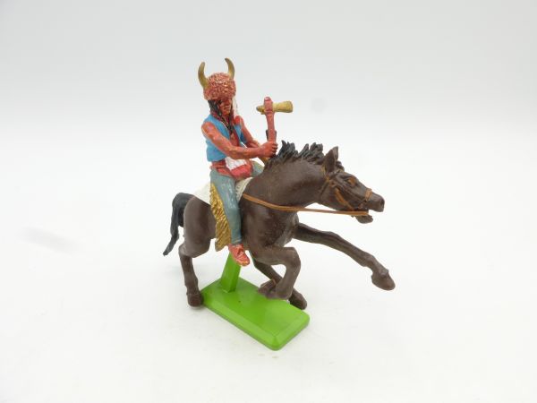 Britains Deetail Indian riding with tomahawk + rifle - rare horse