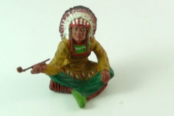 Elastolin Indian sitting with pipe of peace No. 6804
