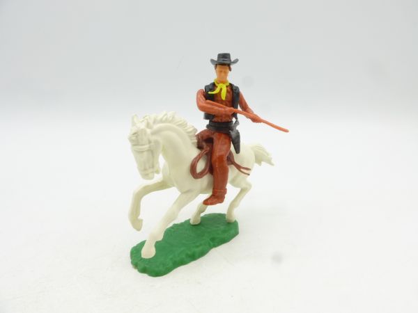 Elastolin 5,4 cm Cowboy riding, rifle firing sideways